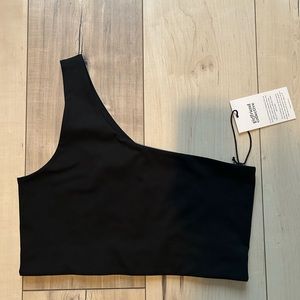 NWT Girlfriend Collective Black One Shoulder Sports Bra Size L